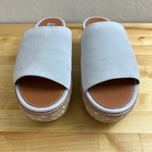 NEW Fitflop Eloise Espadrille Suede Leather Wedge Slide Sandals Soft Grey Size 7 - Picture 5 of 13